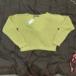 Cropped V Neck Sweater